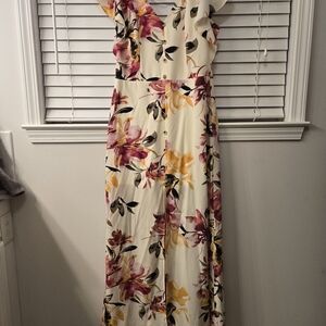 Iz Byer Floral Maxi Dress in Cream and Pink